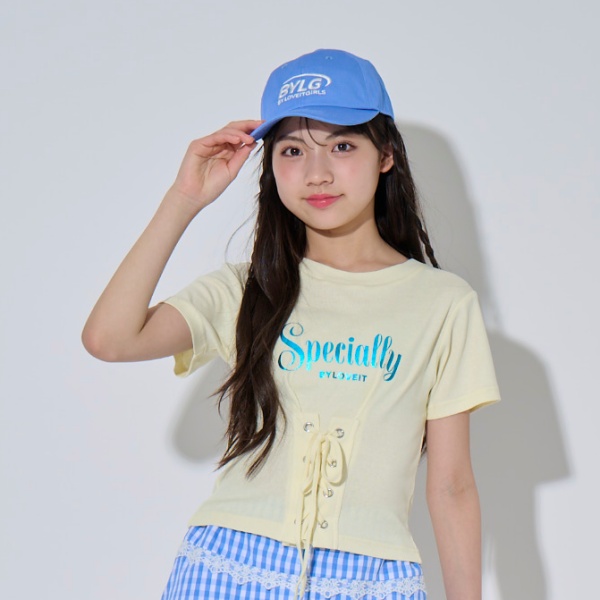 【ニコ☆プチ・Cuugal掲載】フロントレースアップＴシャツ
