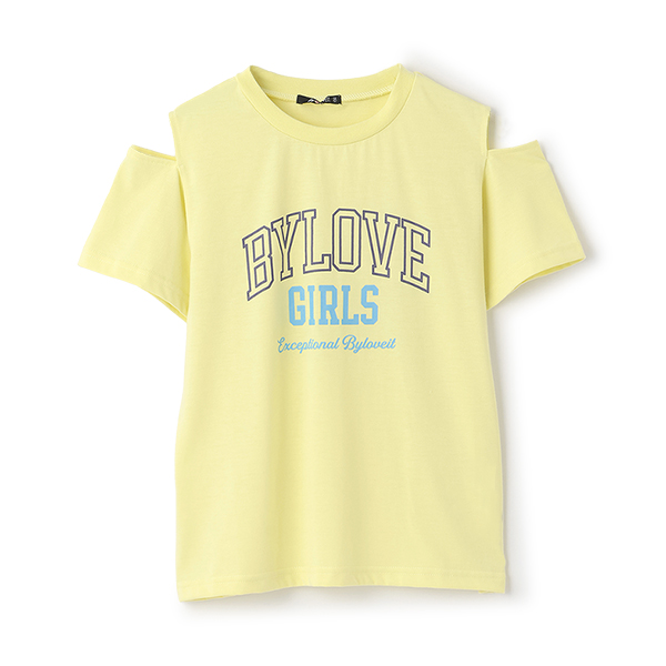 【接触冷感】肩開きテキストTシャツ