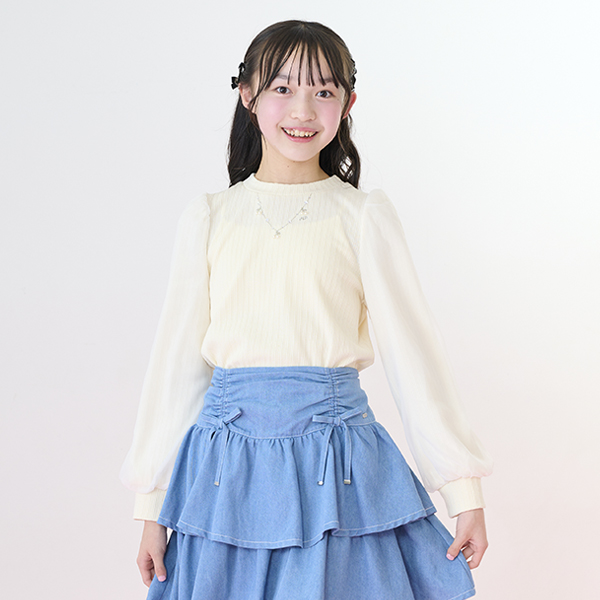 袖シアーネックレスTシャツ