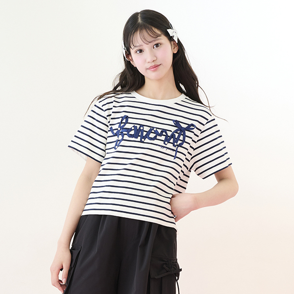 【ニコ☆プチ・Cuugal掲載】【接触冷感】リボンロゴTシャツ