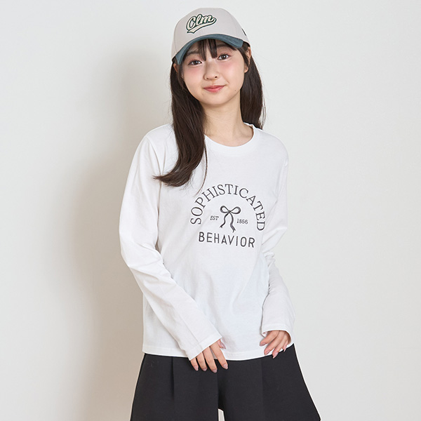 リボン刺しゅう長袖Tシャツ