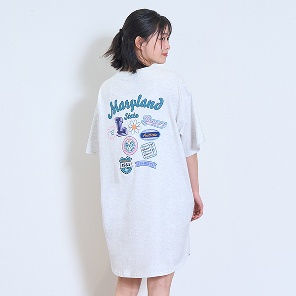 【接触冷感/ひんやり】【GOODPRICE】【綿100％】バックワッペンワンピ