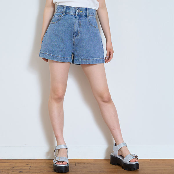 【GOODPRICE】プレートロゴデニムショートパンツ