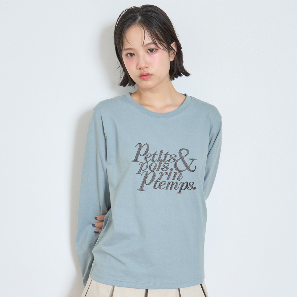 ロゴ刺しゅう長袖Tシャツ