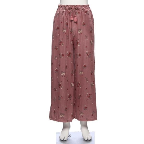 花柄ベロアワイドパンツ