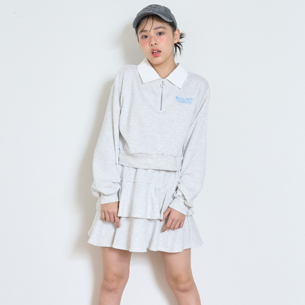 【7days】ポロ衿ハーフジップsetup