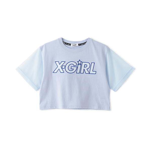 メッシュロゴショート丈半袖Tシャツ