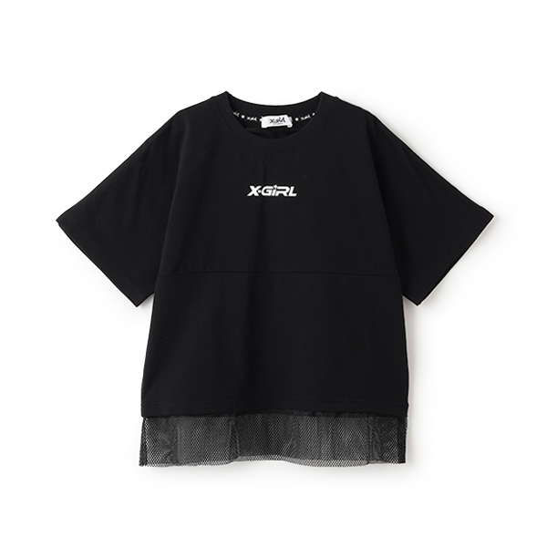 カラフルロゴメッシュ切替半袖Tシャツ
