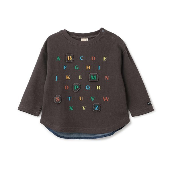 ABCアップリケ長袖Tシャツ