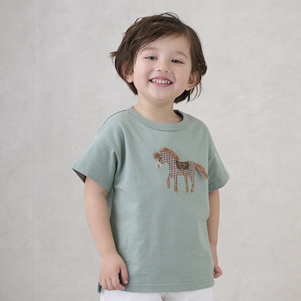 アップリケ車・ポニー半袖Tシャツ
