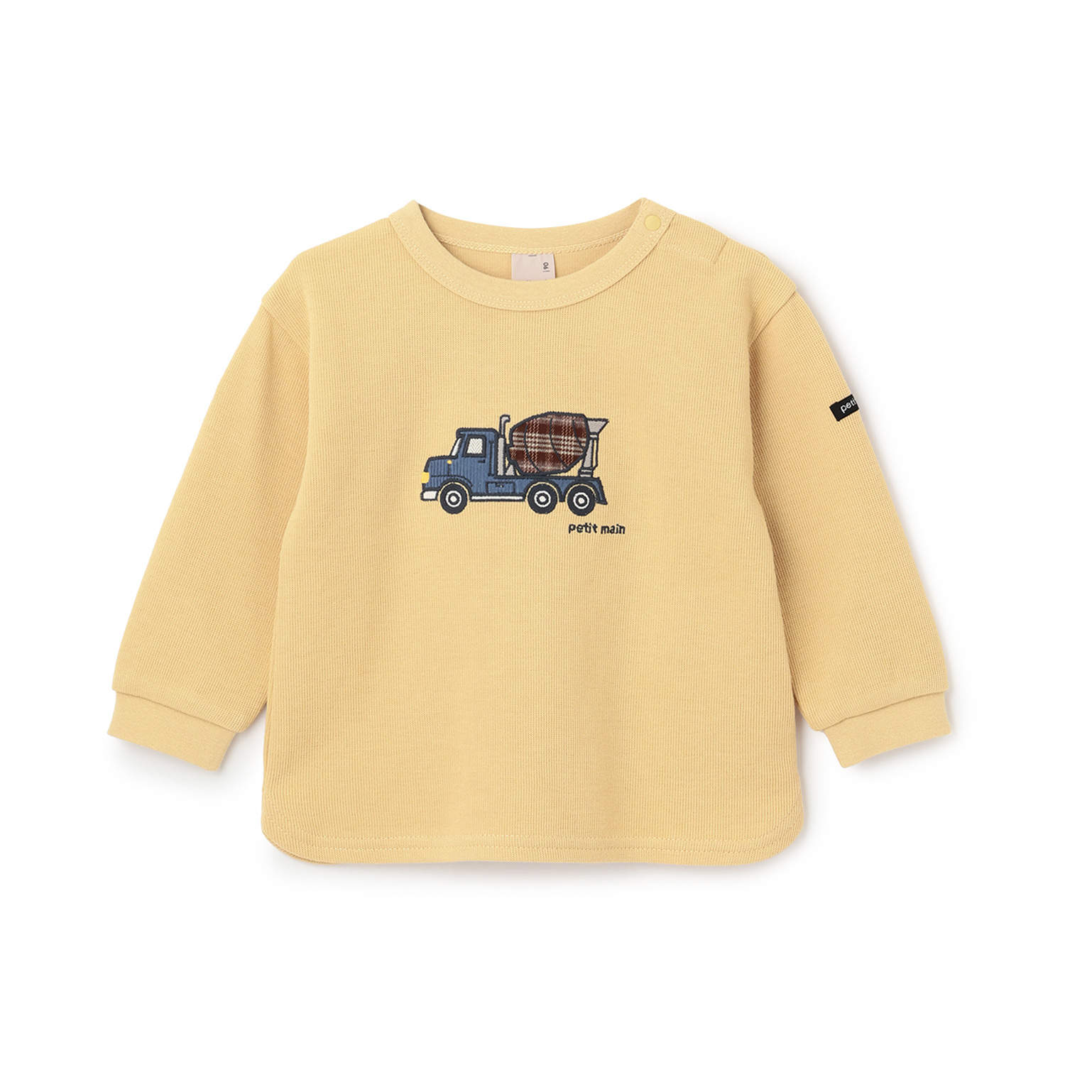 働く車アップリケ接結長袖Tシャツ