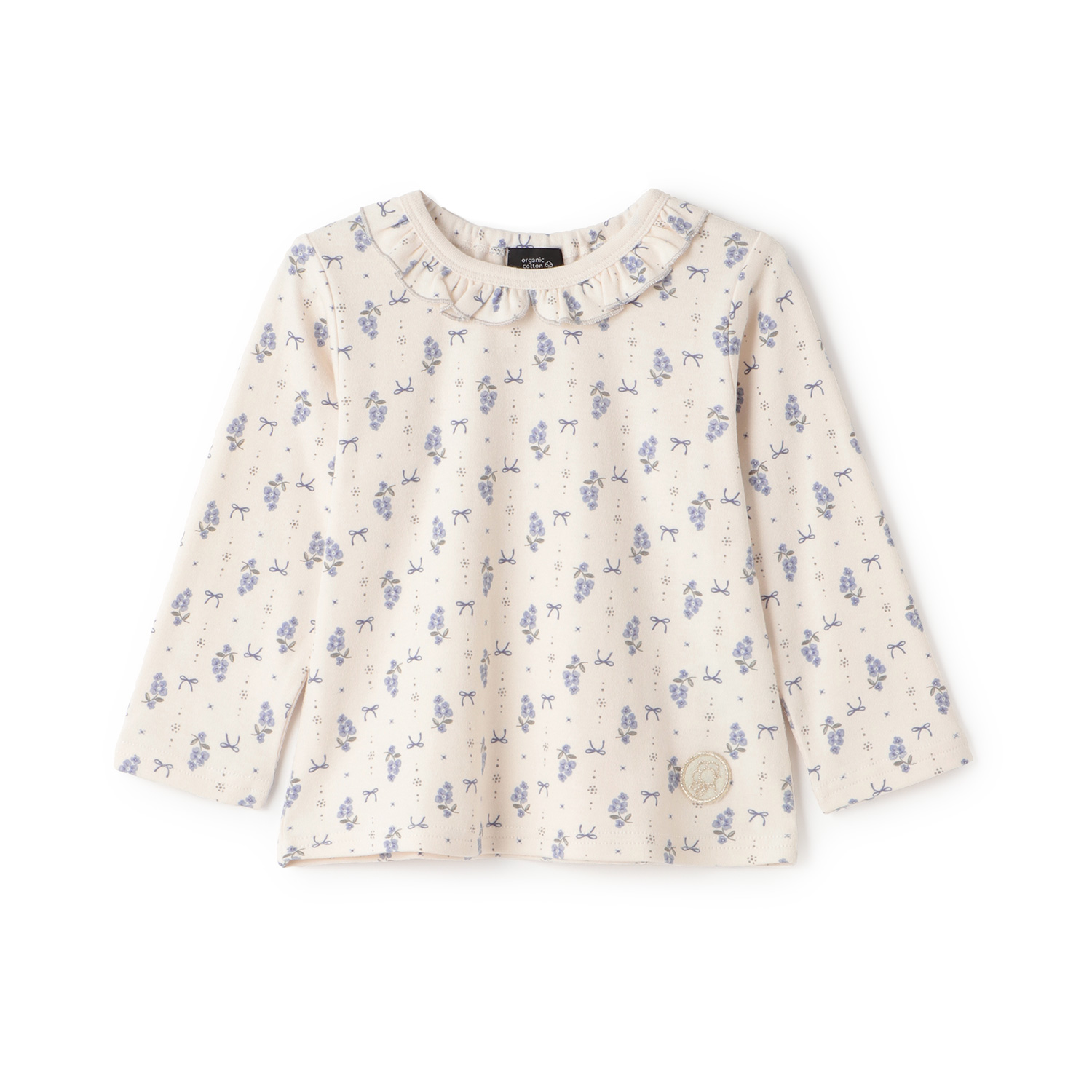 【オーガニック】フリル衿長袖Tシャツ
