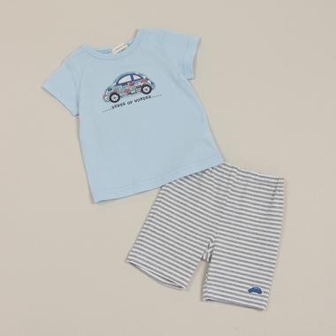 <接触冷感>リバティファブリッククルマTシャツスーツ
