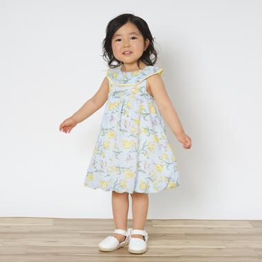 チューリップ柄シフォンワンピース