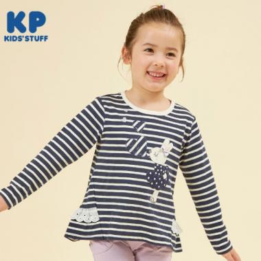 KP うさぎアップリケ長袖Tシャツ(80～140)