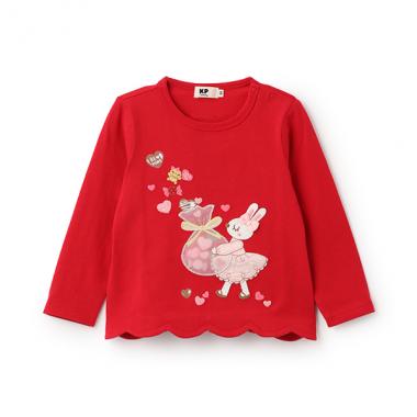 バレンタインmimiアップリケ長袖Tシャツ
