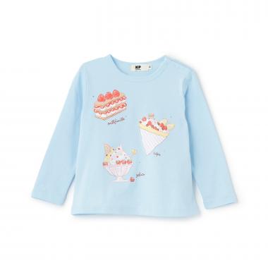 いちごスイーツプリント長袖Tシャツ(80-90cm)