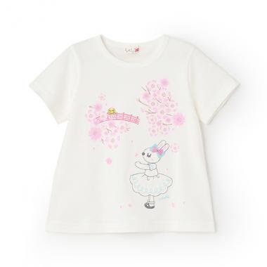 日本製/桜mimi半袖Tシャツ(100-160cm)