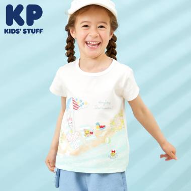 mimi&piou パネルプリント 半袖Ｔシャツ