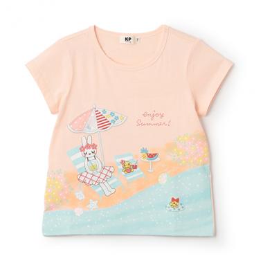 mimi&piou パネルプリント 半袖Ｔシャツ