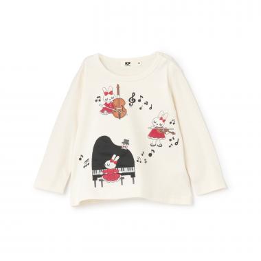 mimiちゃん ピアノアップリケ 長袖Tシャツ