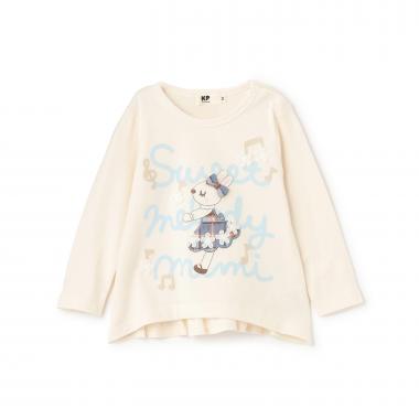 mimiちゃん チェックアップリケ 長袖Tシャツ