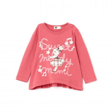mimiちゃん チェックアップリケ 長袖Tシャツ
