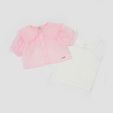 ビッグカラーシアーシャツ×キャミセット