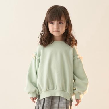 【表コットン毛玉バイバイ裏起毛】アソートリボン付きガーリートップス