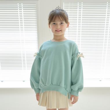【毛玉バイバイ裏起毛裏毛】アソートリボン付きガーリートップス