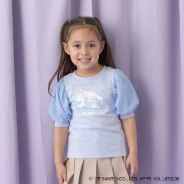【サンリオキャラクターズ】【ソフトコットン】シナモロールオーロララメプリントパフTシャツ