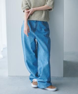デニムワイドテーパードパンツ