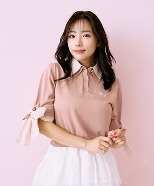 リボンスリーブレイヤードニット