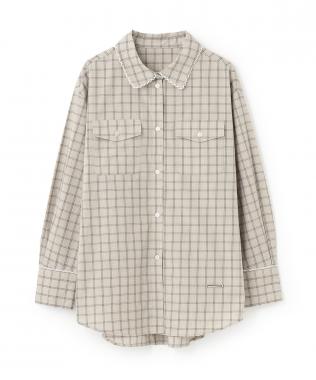 ロゴプレート付チェックシャツ