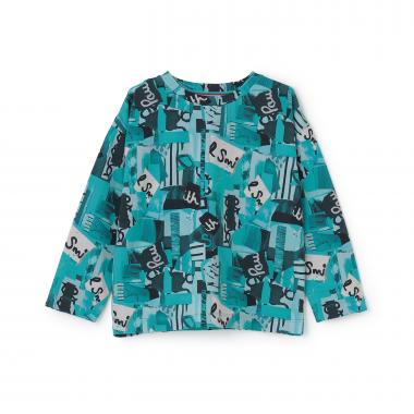 コラージュ柄長袖Tシャツ