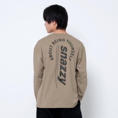 【プチプラ】バック縦ロゴ長袖Tシャツ