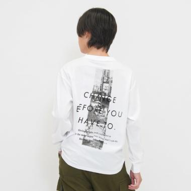 スリースクエアバックフォト長袖Tシャツ