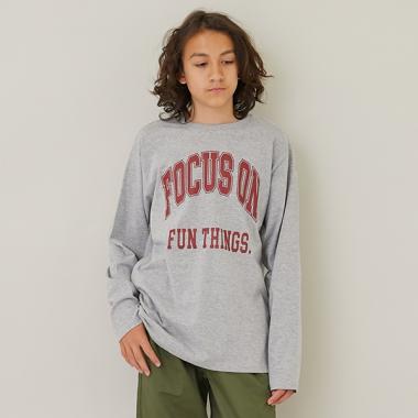 【プチプラ】フロントカレッジロゴ長袖Tシャツ