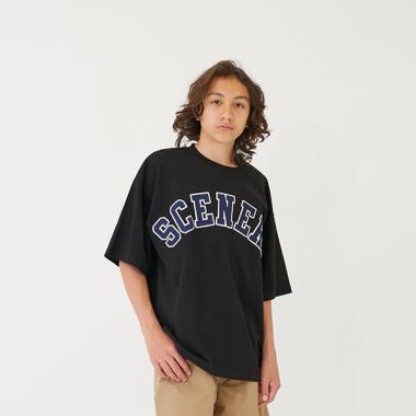 【GLSW.】【接触冷感】ハイクールコットン・アーチロゴアップリケ刺しゅう半袖Tシャツ