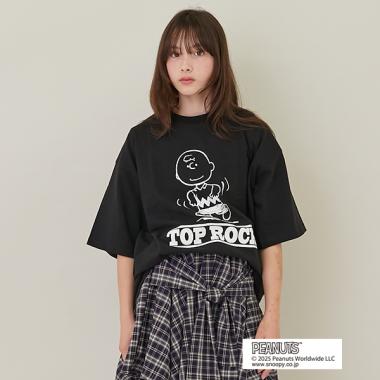 【GLSW.】【PEANUTS】チャーリーブラウン トップロック フロントプリントTシャツ