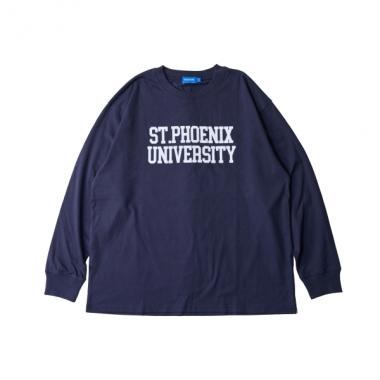 フロッキーカレッジロゴプリント長袖Tシャツ