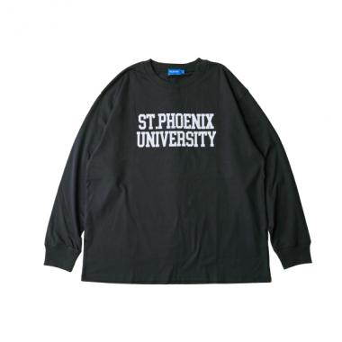 フロッキーカレッジロゴプリント長袖Tシャツ