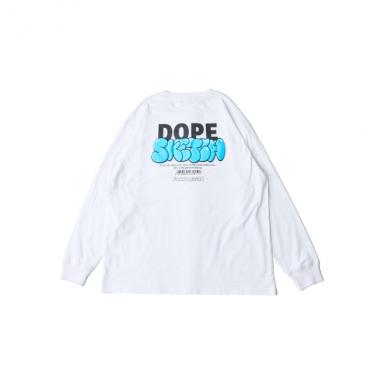 バック発泡プリント長袖Tシャツ