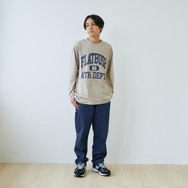【プチプラ】フロントカレッジロゴ長袖Tシャツ