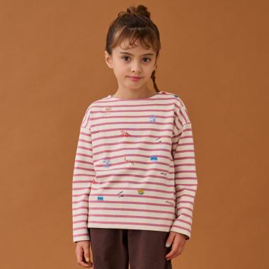 アラカルト柄ボーダー長袖Tシャツ