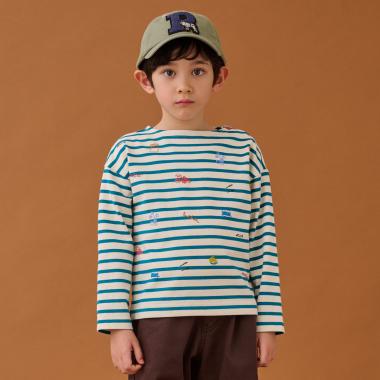 アラカルト柄ボーダー長袖Tシャツ