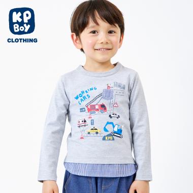 WORKINGCARSプリント長袖Tシャツ（トップグレー）