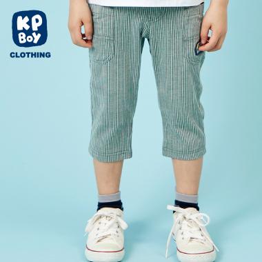 先染めストライプピケ7分丈パンツ