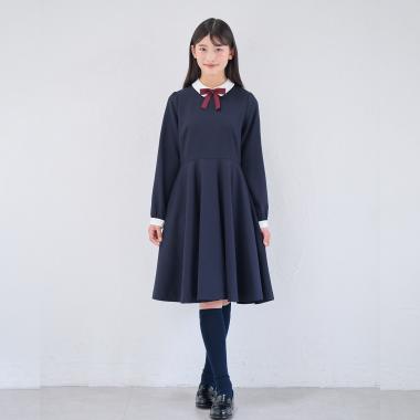【予約商品/9月中旬～下旬お届け予定】【卒服】ウール白襟ワンピース