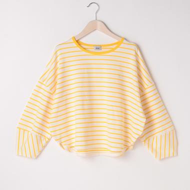 【AMI】ボーダーバルーンスリーブTシャツ